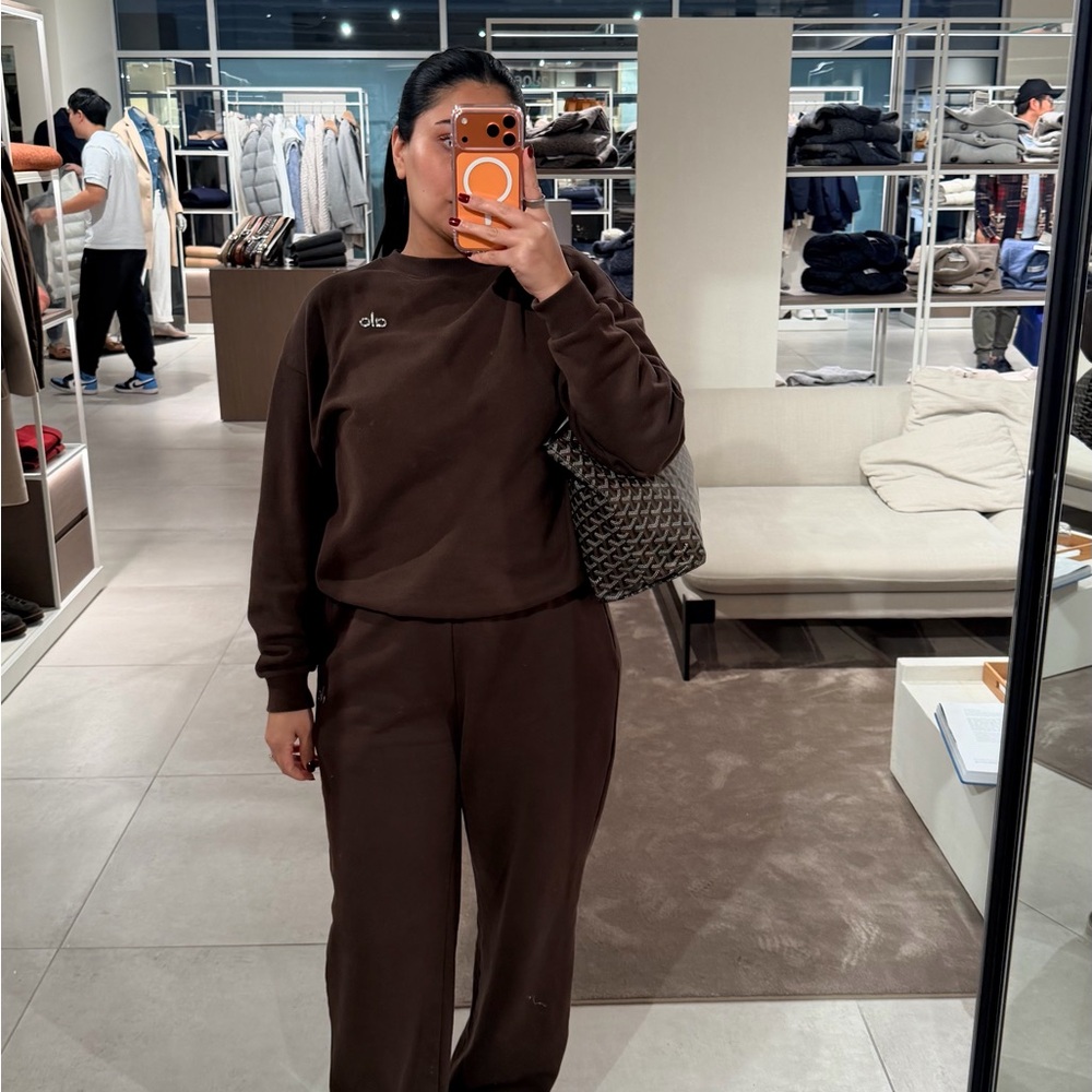 ALO Yoga Brown Crew Neck Sweater